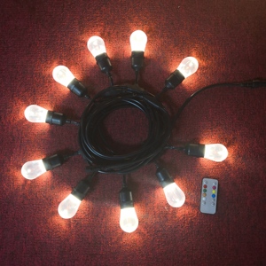 48FT Color Changing LED String Lights With 15pcs S14 RGB Bulbs Waterproof For Backyard Halloween Holiday Party Decor