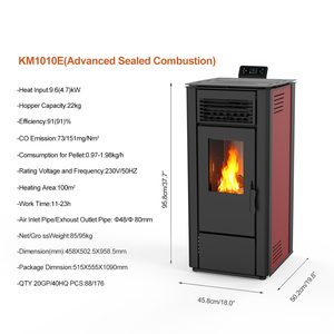 Estufa <span class=keywords><strong>de</strong></span> <span class=keywords><strong>Pellets</strong></span> <span class=keywords><strong>de</strong></span> Combustión Sellada <span class=keywords><strong>de</strong></span> 9.6kW, Alta Eficiencia, Moderna y Potente, con Control Wifi, para Interiores, con Certificaciones CE, ROHS y BSCI - Product Image 3
