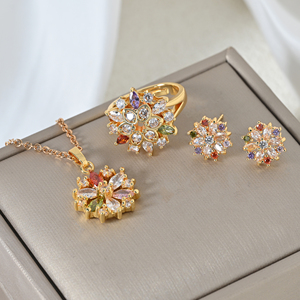 <strong>China</strong> <strong>Wholesale</strong> Heart Shape Cubic Zirconium 18K Gold Plated Necklace and Earring Ring <strong>Jewelry</strong> Set Ensembles De Bijoux or 18K - Product Image 2