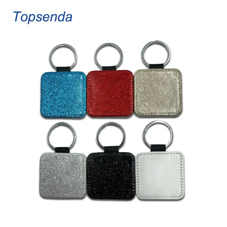Square round heart rectangle sublimation leather keychains