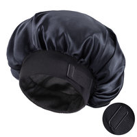 Bonnet de nuit en satin double couche, grande taille, avec boucle réglable, pour femmes, bonnet de sommeil réversible pour cheveux bouclés
