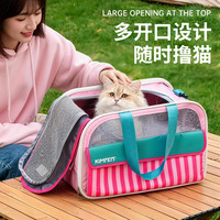 Sac de transport rayé pour animaux de compagnie, sac à main respirant en maille pour chat, sac de transport pour chien, sac à bandoulière pour animaux de compagnie, sac de transport extérieur pour chat