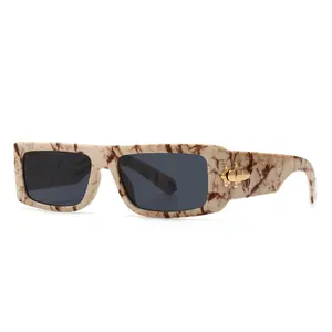 Verhaal CC6944 Luxe Vintage Marmer Patroon Kleine Vierkante Frame Zonnebril Mannen 10 Kleuren Custom Logo Shades Bril UV400