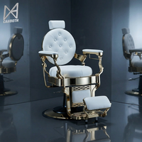 Meubles de barbier de luxe personnalisés en gros de qualité, chaise de salon de coiffure vintage blanche