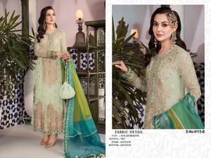 Heavy Faux Georgette con bordado trabajo paquistaní Salwar traje para boda y fiesta colección de ropa para cantidad al por mayor - Product Image 6