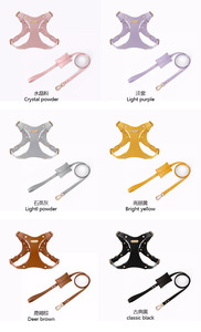 Arnés y Correa para Perro Pequeño de Cuero PU Premium, Ajustable, Transpirable, <span class=keywords><strong>con</strong></span> Malla, para Pasear y Viajar - Product Image 6