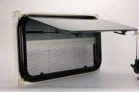 Fenêtre de caravane 900*450, double couche acrylique, à ouverture coulissante, avec pare-soleil plissé pour camping-car
