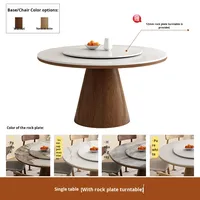 Gesinterter Stein Esstisch mit Drehteller Luxuriöser Wohnzimmer-Creme-Stil Hochwertiger Runder Esstisch und Stuhl-Sets