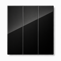 Interrupteur mural moderne de luxe en verre noir, double prise universelle 2 gang, plaque haute brillance résistante aux rayures
