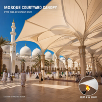 Structure de toit en membrane tendue PTFE pour cour de mosquée, abri extérieur pour zone de prière