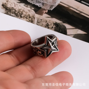 <b>Titanium</b> Steel Punk Star Men's <b>Ring</b> SA979 Gift Jewelry - Product Image 3