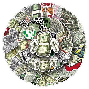 Paquete de 50 Pegatinas de Dibujos Animados con el Logotipo del Dólar, para Monedas, Monederos, Patinetas, Bicicletas, Coches, Decoración del Hogar, Vinilo, Monedas de Oro - Product Image 1
