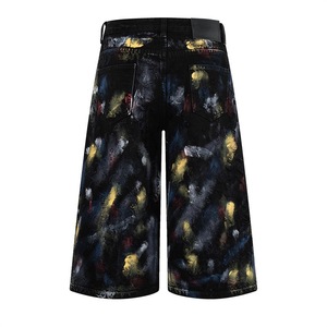 Pantalones Cortos de Mezclilla Holgados de Diseño de Alta Gama con Estampado de Grafiti y Lavado a la Piedra, Estilo Hip-Hop Moderno para Hombre - Product Image 2