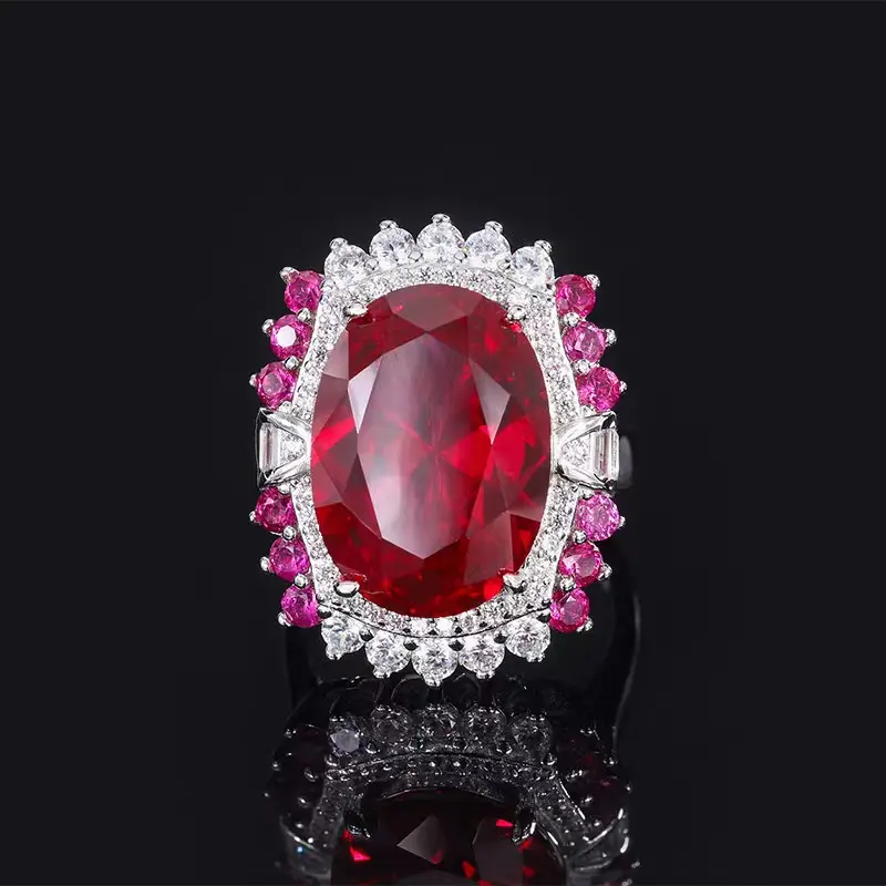 New Arrival 13*18 mm Ruby CZ 925 Silver Crown Shape Engagement Rings Women for Anniversary