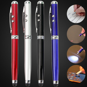 4 in 1 Multifunctional Metal Ballpoint <b>Pen</b> High Quality Custom logo with Light Soft Silicone <b>Touch</b> <b>Screen</b> Top - Product Image 2