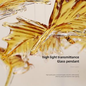 Lámpara de Araña para Comedor, Diseño de Hoja de Arce, Cristal, para Isla de Cocina, Mesa de Comedor, Lámpara Colgante para Sala de Estar Tipo Dúplex o Loft - Product Image 6