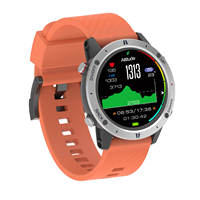 Montre connectée Sunroad G5 Pro avec bracelet en silicone orange, écran OLED rond, GPS, suivi de l'altitude, moniteur de fréquence cardiaque pour les sports de plein air