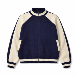 Veste zippée en tricot ample pour homme, sur mesure OEM ODM, logo brodé, tricot en coton, jersey de <span class=keywords><strong>baseball</strong></span>, cardigan en tricot - Product Image 2
