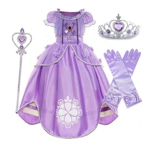 ชุดเจ้าหญิงโซเฟียที่หนึ่งสำหรับงานปาร์ตี้ฮาโลวีน ชุดเดรสผ้าทูลลายดอกไม้พร้อมแขนพองสำหรับเด็กผู้หญิง - Product Image 2