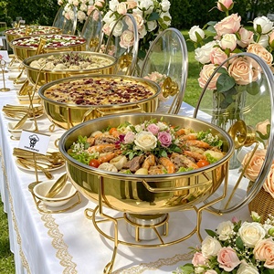Service <span class=keywords><strong>de</strong></span> Buffet <span class=keywords><strong>de</strong></span> Luxe Doré pour Traiteur – Plats <span class=keywords><strong>de</strong></span> Présentation et Chauffe-Plats Hôteliers pour Dîner <span class=keywords><strong>de</strong></span> Gala Caritatif - Product Image 2