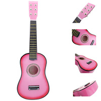 Gitar Basswood Berwarna 23-inci untuk Pemula, Mainan Anak, Gitar Kecil Enam Senar