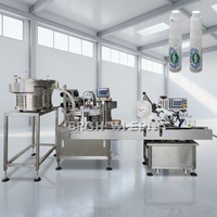 Ligne de machines automatiques de remplissage, de bouchage et d'étiquetage pour parfums, boissons, shampooings, huiles essentielles et liquides cosmétiques en flacons en verre de 5 ml
