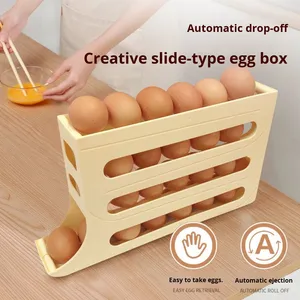 Automatische Plastic Eierdispenser Nieuwe Zijdeur Keukenopbergdoos Met Uitschuifbaar Rollend Eierrek Voor Thuiskoelkast - Product Image 4