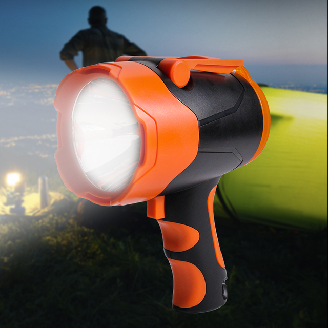 High Quality Rechargeable LED Flashlight Handheld Spotlight Long Lasting Large Searchlight and Flood Camping Flashlight