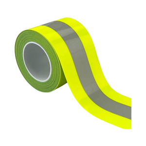 Vinile Termotrasferibile Riflettente ad Alta Visibilità 2 Pollici X 5 Iarde Giallo Fluorescente/Argento Materiale PVC Nastro Termoadesivo per Abbigliamento - Product Image 1