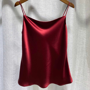 Sexy Strap <strong>Top</strong> Women Satin <strong>Silk</strong> Tank <strong>Tops</strong> V Neck Women Summer Sleeveless <strong>Red</strong> Mulberry <strong>Silk</strong> Camisole - Product Image 3