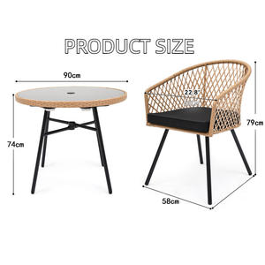 Design moderno all'ingrosso PE Rattan giardino <span class=keywords><strong>da</strong></span> pranzo Patio 4 posti tavolo <span class=keywords><strong>e</strong></span> sedie Hotel mobili <span class=keywords><strong>balcone</strong></span> poltrone - Product Image 6