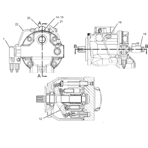 Pompe à piston hydraulique 100-3259 0R-9645 pour machines de construction 426B 436B 428B 416B 438B - Product Image 1