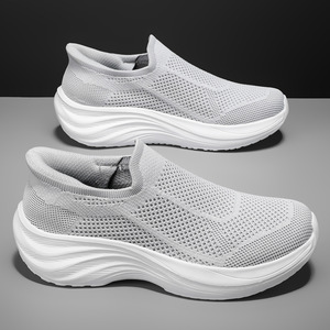 Lightweight Breathable Mesh Slip-On Walking Shoes Round Toe <b>EVA</b> Midsole Rubber Outsole All Seasons Casual Sneakers - Product Image 3