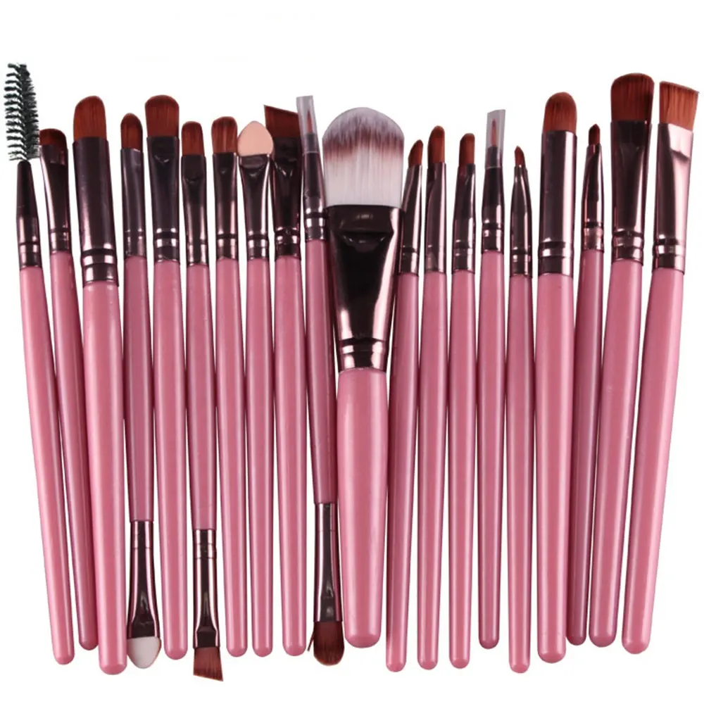 20Pcs Professional EYE Makeup Brush Set Eye Brow Eyeliner Foundation Pink Vegan Blush No Logo Private Label vendor