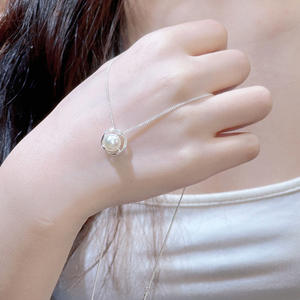 Collar de Plata de Ley S925, Diseño Coreano, Estilo Minimalista, con Colgante de Gota de Agua y Perla, para Mujer - Product Image 2