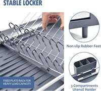 Égouttoir à vaisselle extensible pour comptoir de cuisine avec porte-ustensiles, organiseur de cuisine