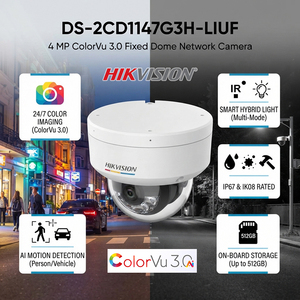 <span class=keywords><strong>กล้อง</strong></span>วงจรปิด <span class=keywords><strong>Hikvision</strong></span> 4MP ColorVu 3.0 รุ่น DS-2CD1147G3H-LIU ภาพสีตลอด 24 ชั่วโมง พร้อมระบบ Smart Hybrid Light  มาตรฐาน IP67 รูปทรง<span class=keywords><strong>โดม</strong></span> DS-2CD1147G3H-LIU - Product Image 1