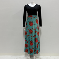 Nouvelle Robe d'été décontractée pour femme, longueur cheville, imprimé floral, taille empire, lavable, manches longues, grandes tailles