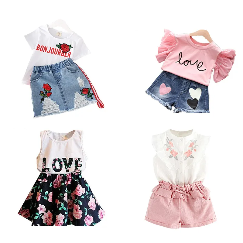 2021 new design summer flare sleeve back to school china wholesale boutique floral little baby girls bangladesh kids clothing