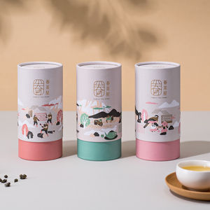 Boîte d'emballage cylindrique en carton kraft biodégradable de taille personnalisée pour l'emballage de thé en vrac - Product Image 1