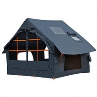 Tente Gonflable de Camping 4/6/8/10 Personnes 4 Saisons Imperméable avec Poignée de Ventilation et Fenêtre de Toit Installation Facile Rectangulaire Sans Couche Supérieure