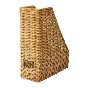 Hand Woven Natural Rattan Magazine Rack 10x25x30cm <b>File</b> Organizer Office Desk <b>Storage</b> Aesthetics - Product Image 1