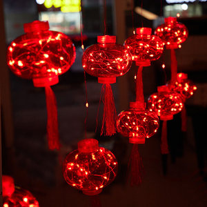 Guirlande lumineuse LED rouge en forme de lanterne, fil de cuivre, lumières de rideau, télécommande, intensité réglable, décoration de fête du Nouvel An - Product Image 2