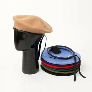 Boina Profesional de Lana para Primavera, Otoño e Invierno, para Academia, Seguridad, Guardia, con Ribete de Cuero PU y Cuerda Ajustable - Product Image 1