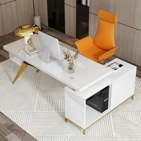 Bureau de direction moderne de luxe ML, surface en bois, céramique ou verre, multifonctionnel, design tendance, pour patron/CEO, ergonomique, avec tiroir de rangement