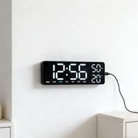 Großhandel Digitale Elektronische Wecker-Wanduhr mit LED-Zeitanzeige, Kalender, DST-Funktion, Temperatur- und Luftfeuchtigkeitsanzeige für Zuhause