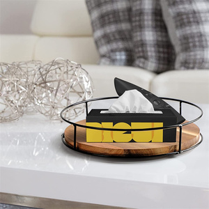 <strong>Wood</strong> <strong>Lazy</strong> <strong>Susan</strong> Turntable,Kitchen Organizer Turntable With Steel Sides,360 Degree Turntable <strong>for</strong> Countertop Cabinet - Product Image 4