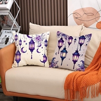 Housse de coussin Ramadan, décoration du Moyen-Orient, coussin lanterne en lin, résistant aux taches, décoration intérieure, coussins pour les fêtes islamiques