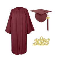 Robe de Cérémonie de Remise des Diplômes Universitaire Unisexe Noir Mat 2026 avec Toque et Robe de Cérémonie pour Usage Scolaire