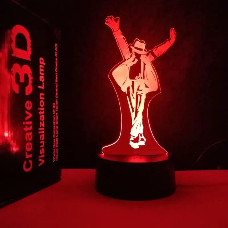 Sadece yüksek kaliteli 3D lambaları fabrika doğrudan Michael Jackson gece lambaları kaplumbağa ışık en iyi dekorasyon ve hediye